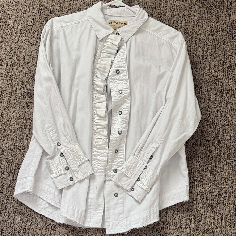 We The Free White Ruffled Tunic Top
